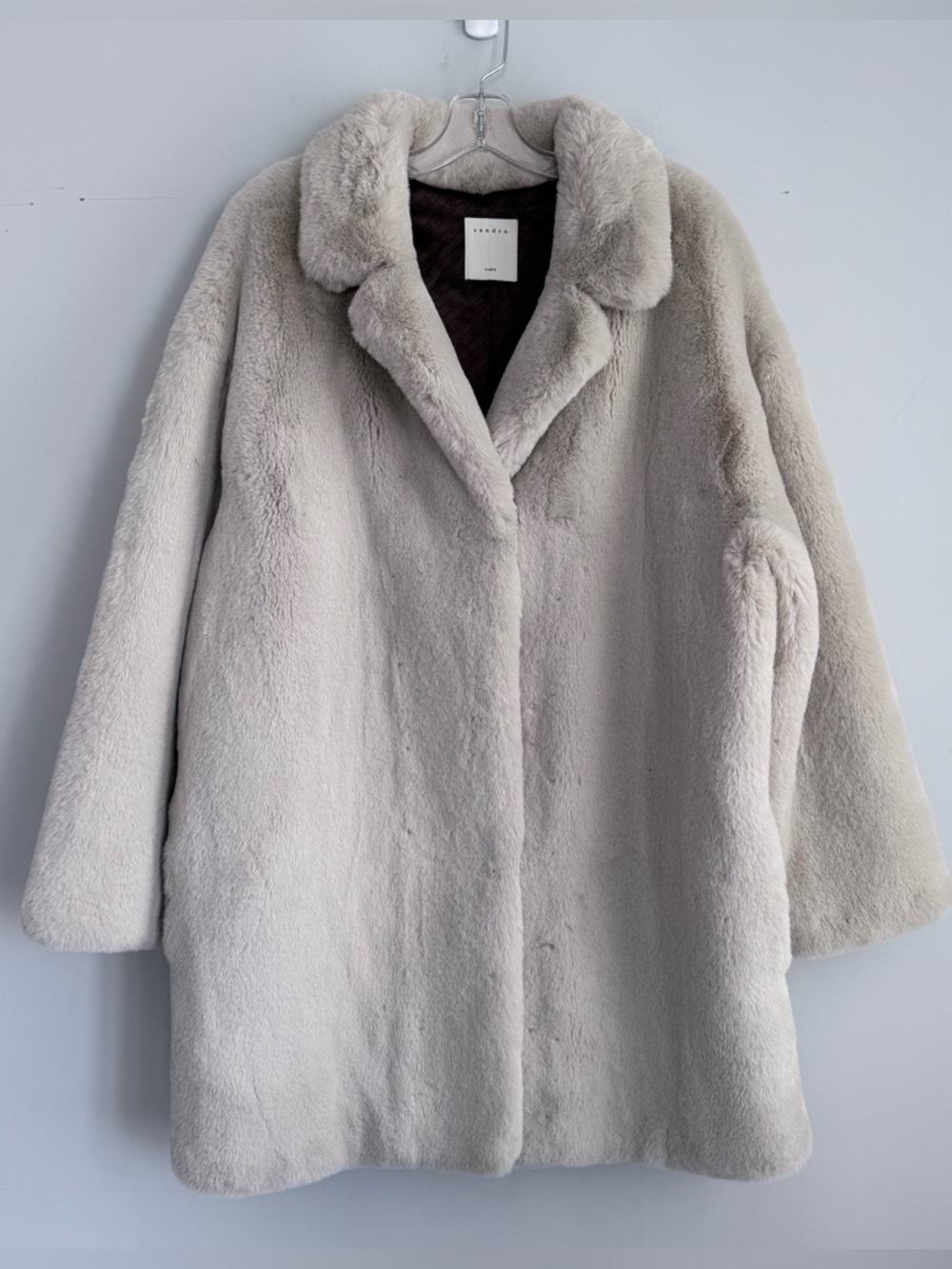 Sandro Fanye Faux Fur Coat 3 L Oversized Beige Cream Teddy Quiet Luxury Plush - Picture 6 of 16